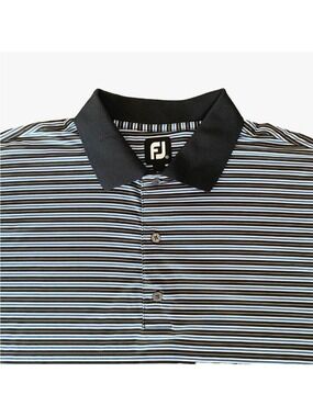 FootJoy FJ Golf Polo Shirt Men's XXL 2XL Striped Blue Black
